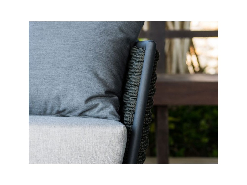 Sofá para salón exterior de 2 o 3 plazas de aluminio y cuerda trenzada con asientos tapizados Serpent de Skyline Design - 11