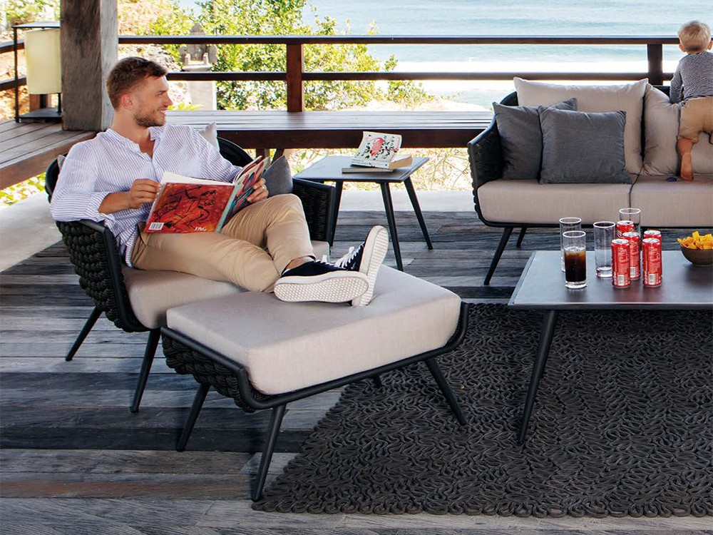 Otomán de aluminio y cuerda trenzada Serpent de Skyline Design - 4