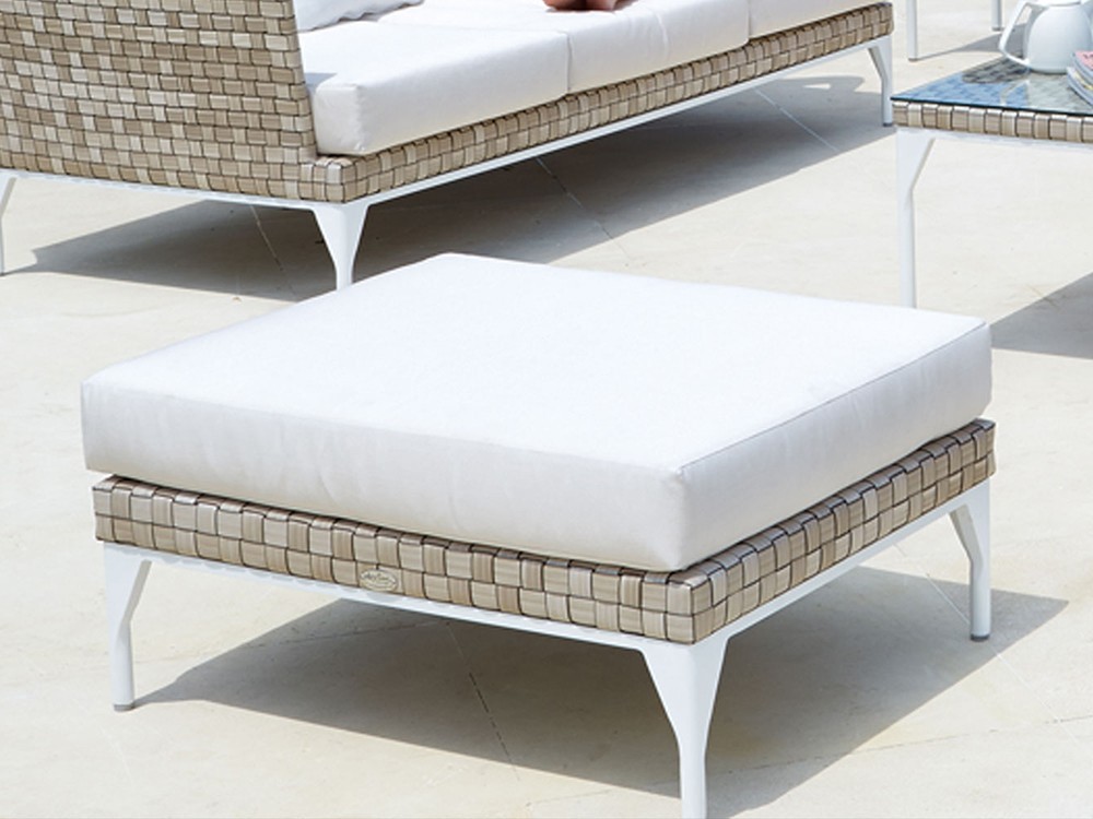 Otomán de aluminio blanco y fibras sintética con cojín tapizado Brafta de skyline - 5