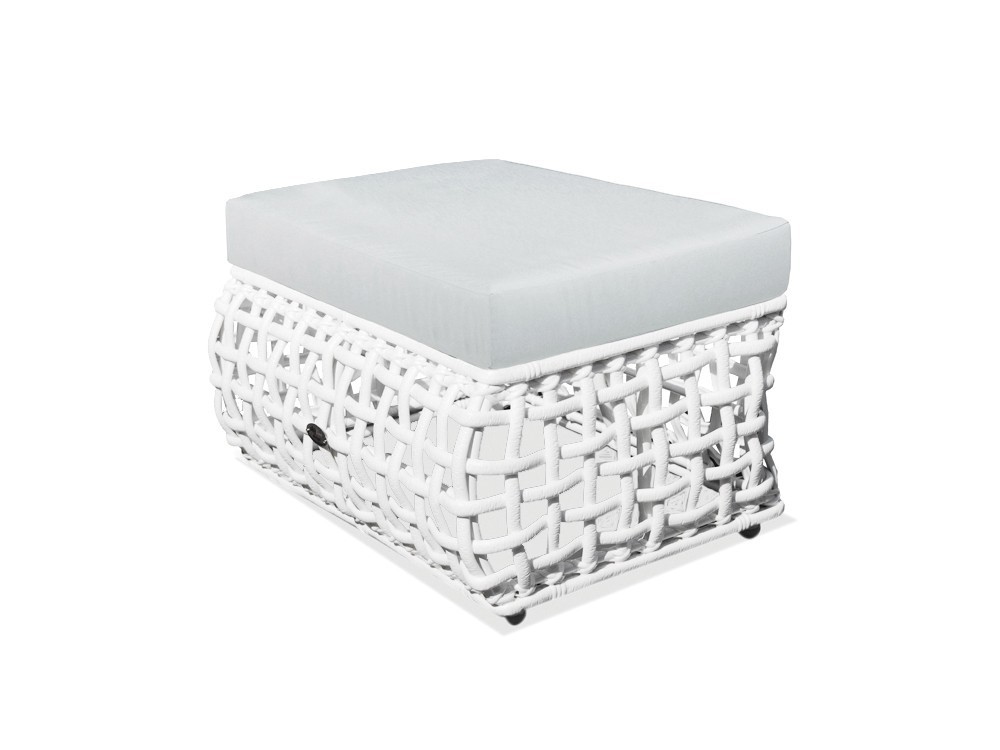Otomán de aluminio y fibra sintética trenzada con cojín tapizado Dinasty de Skyline - 2