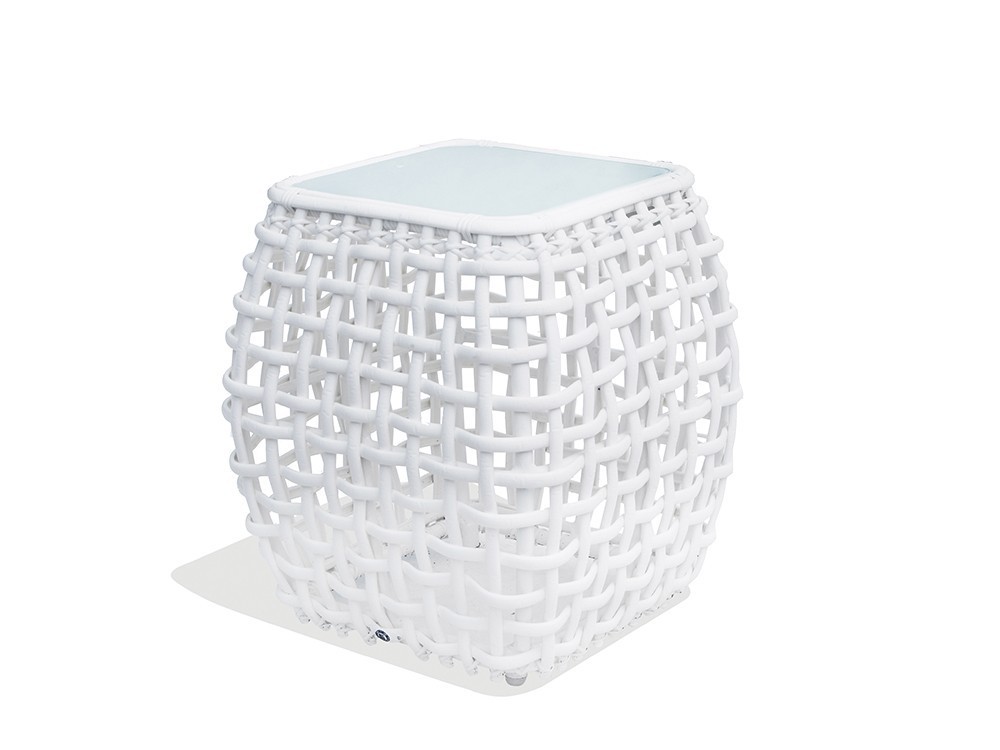 Mesa auxiliar de aluminio y fibra sintética trenzada con sobre porcelánico Dynasty de Skyline - 2