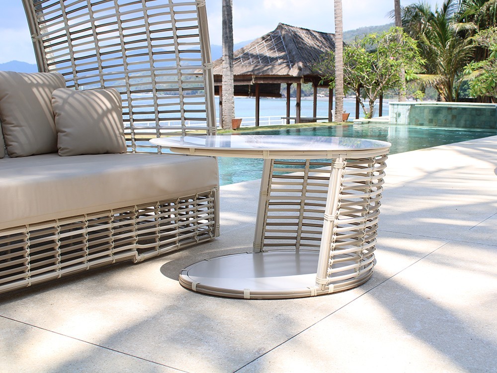 Mesa auxiliar de fibra sintética trenzada y dekton Surabayana Skyline Design - 5