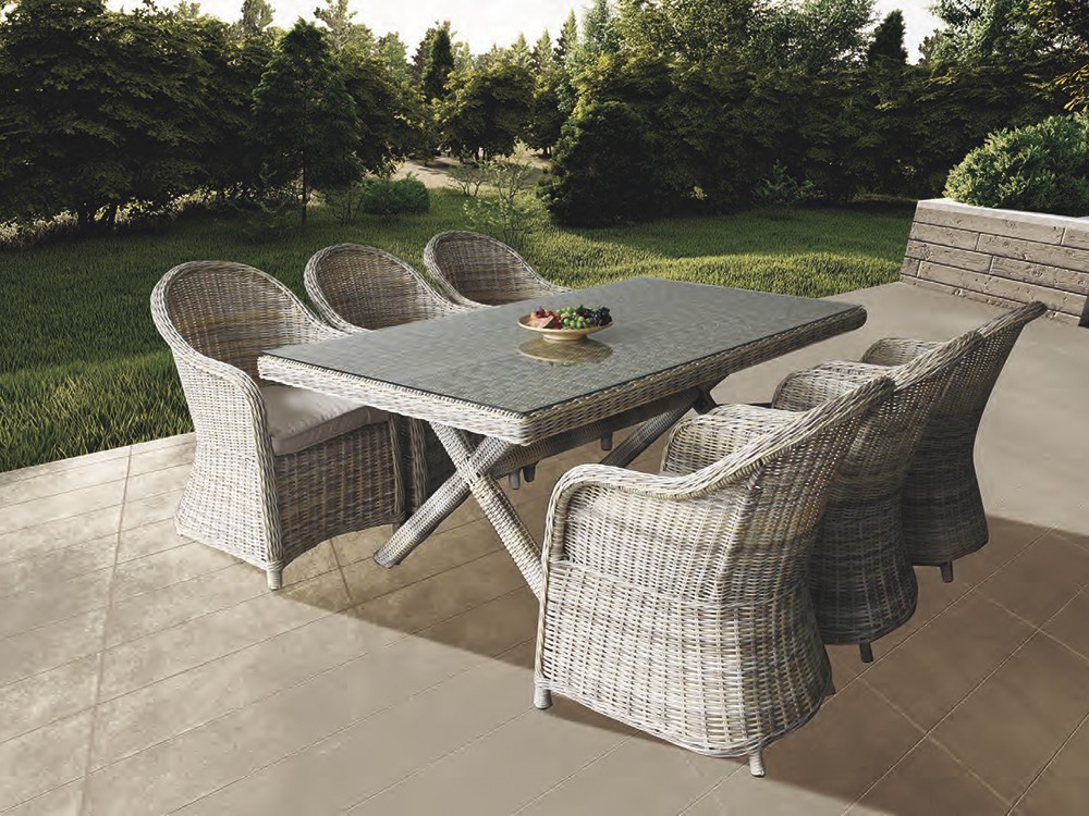 Mesa de comedor exterior de fibras sintética trenzada Notte Majestic Garden - 2