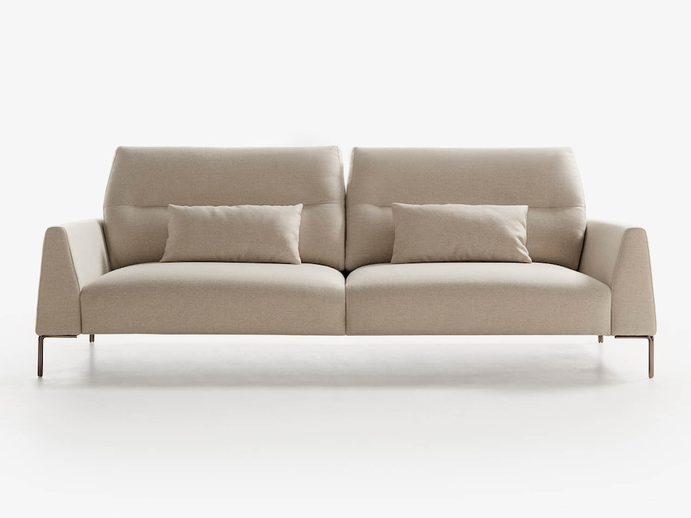 Sofá de diseño Oliv tapizado con brazos y respaldo desmontables, elegancia y funcionalidad