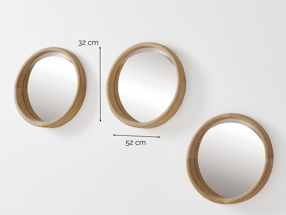 Medidas del set de 3 espejos Skon XS de Beltá Frajumar