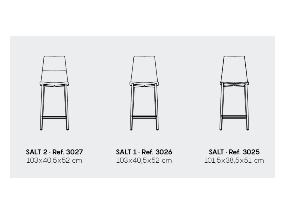 Taburete con asiento de madera o tapizado Salt Mobliberica - 3