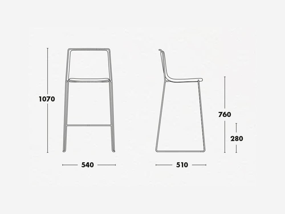 Taburete Alo con estructura en acero