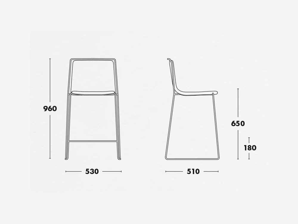 Taburete Alo con estructura en acero