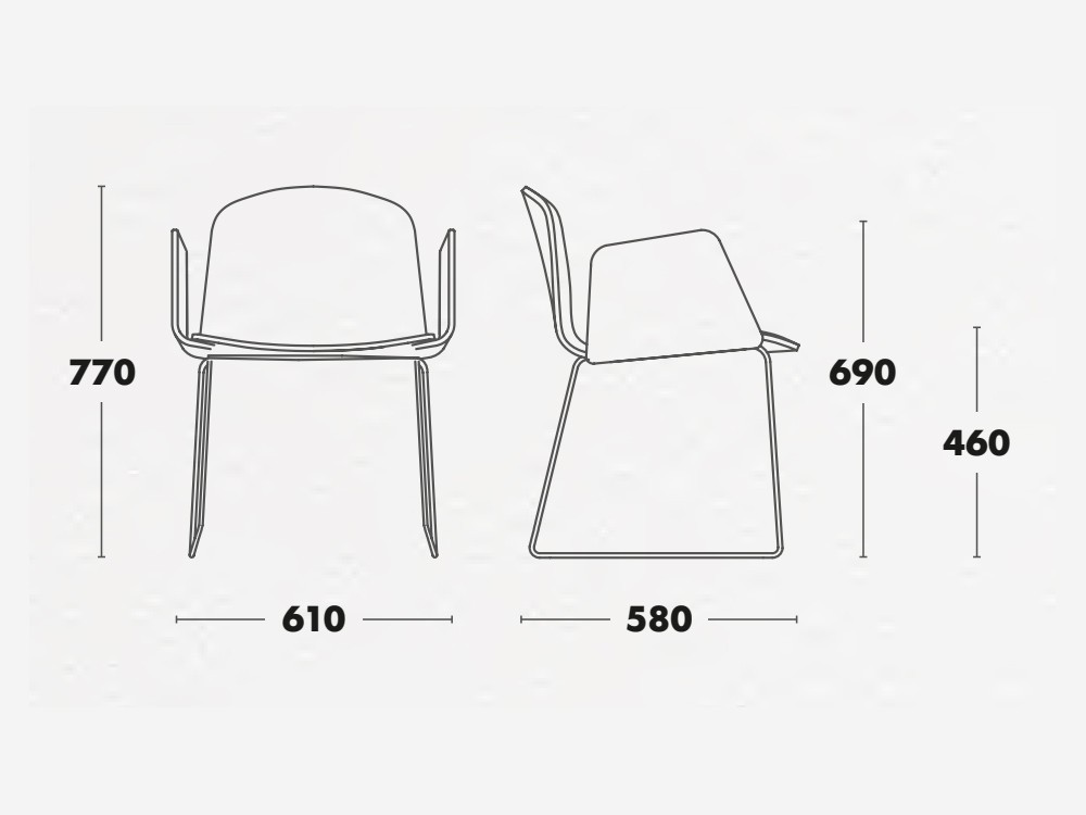 Silla trineo Bob XL con o sin brazos