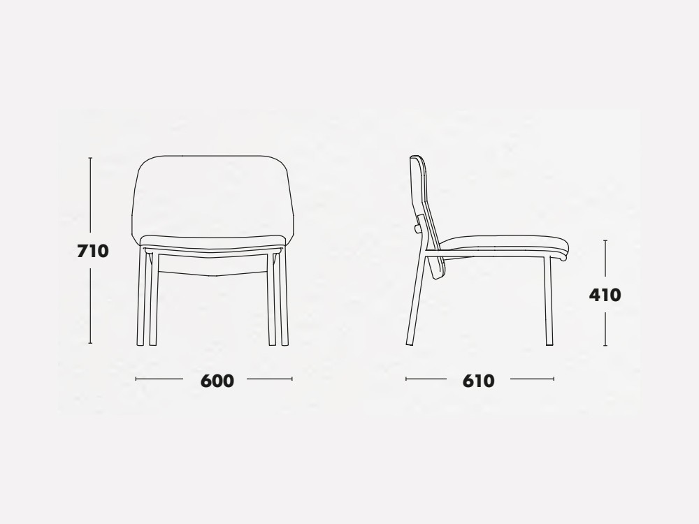 Sillón de acero con o sin brazos Lana