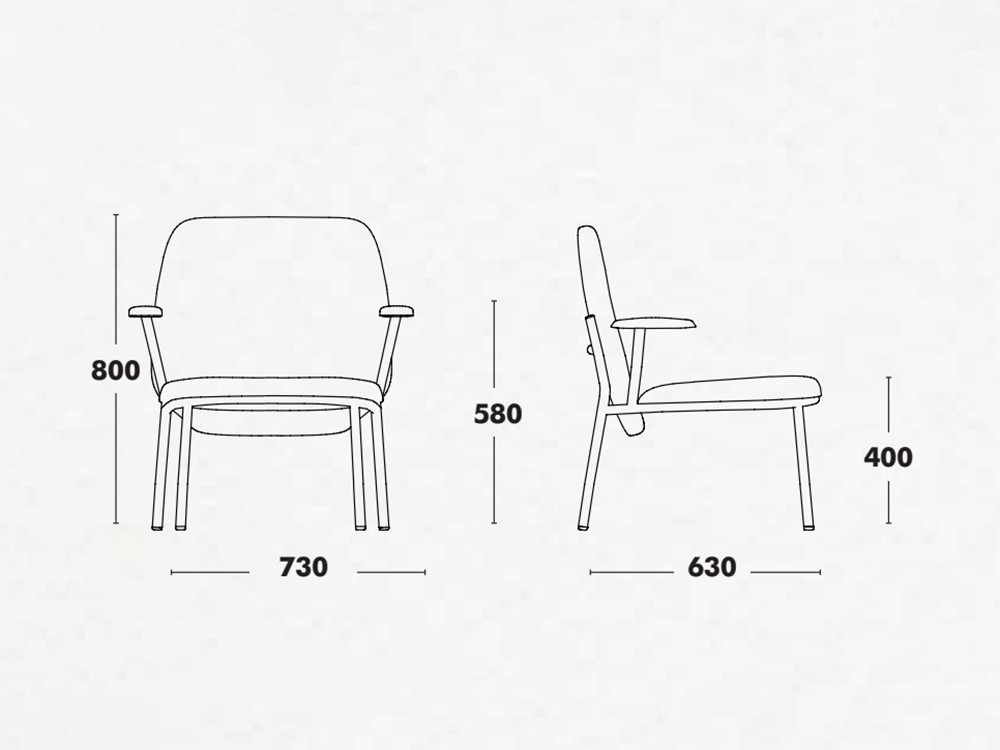 Sillón de respaldo alto con brazos Lana acero Ondarreta - 31