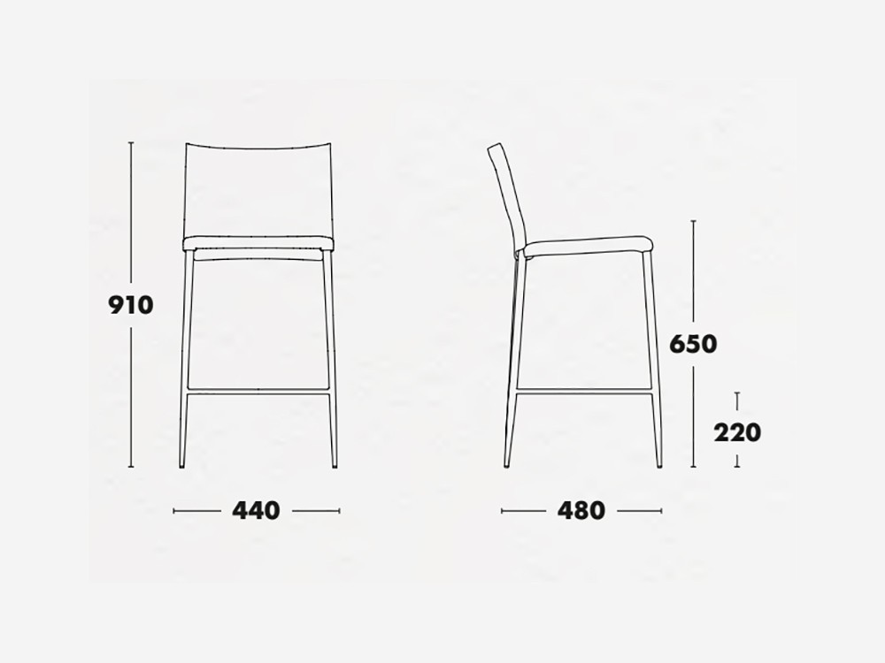Taburete de acero y tapizado Moka