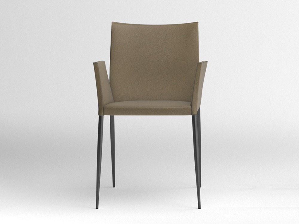 Silla con brazos Moka tapizada en piel sintética Ondarreta - 1