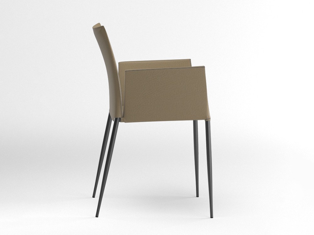 Silla con brazos Moka tapizada en piel sintética Ondarreta - 2