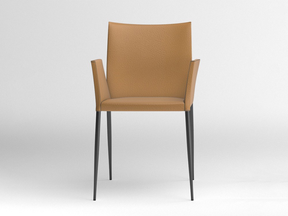 Silla con brazos Moka tapizada en piel sintética Ondarreta - 3