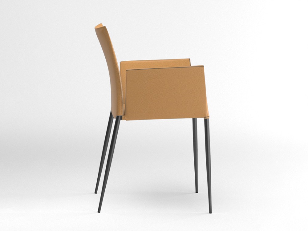 Silla con brazos Moka tapizada en piel sintética Ondarreta - 4