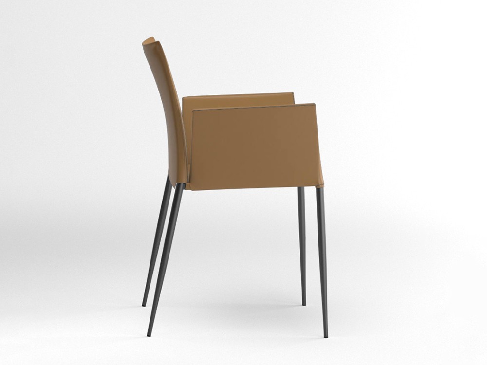 Silla con brazos Moka tapizada en piel sintética Ondarreta - 6