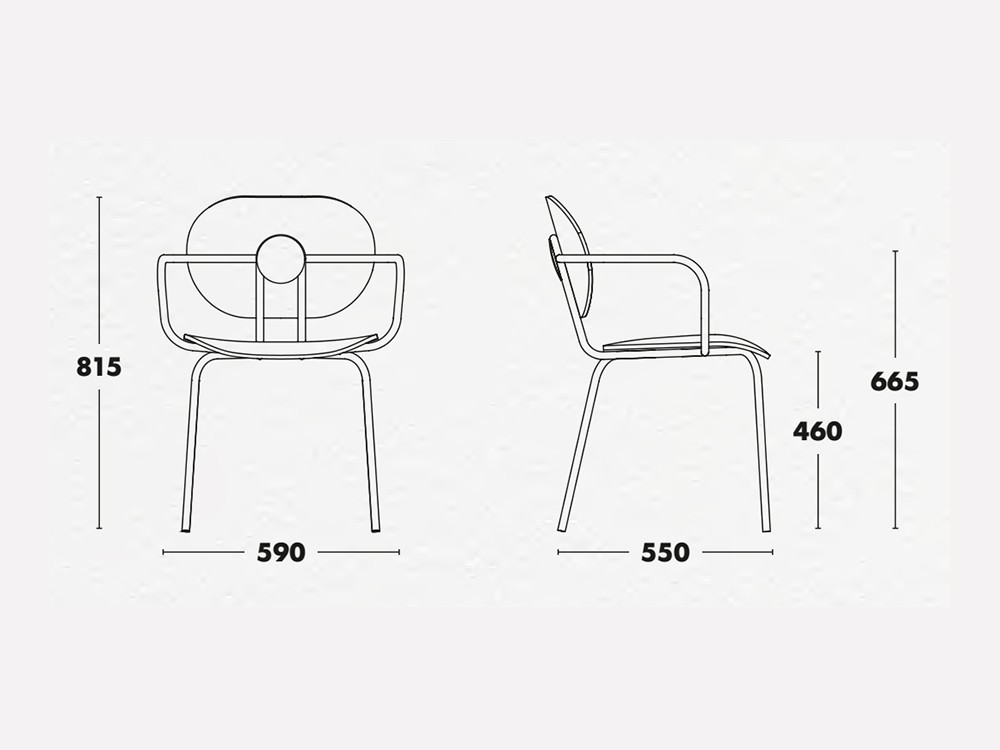 Silla Hari con brazos tapizada en textil