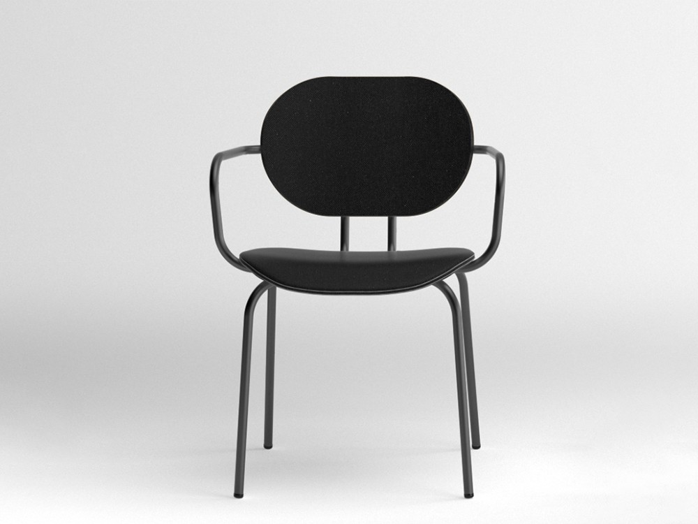 Silla Hari con brazos tapizada en textil Ondarreta - 3