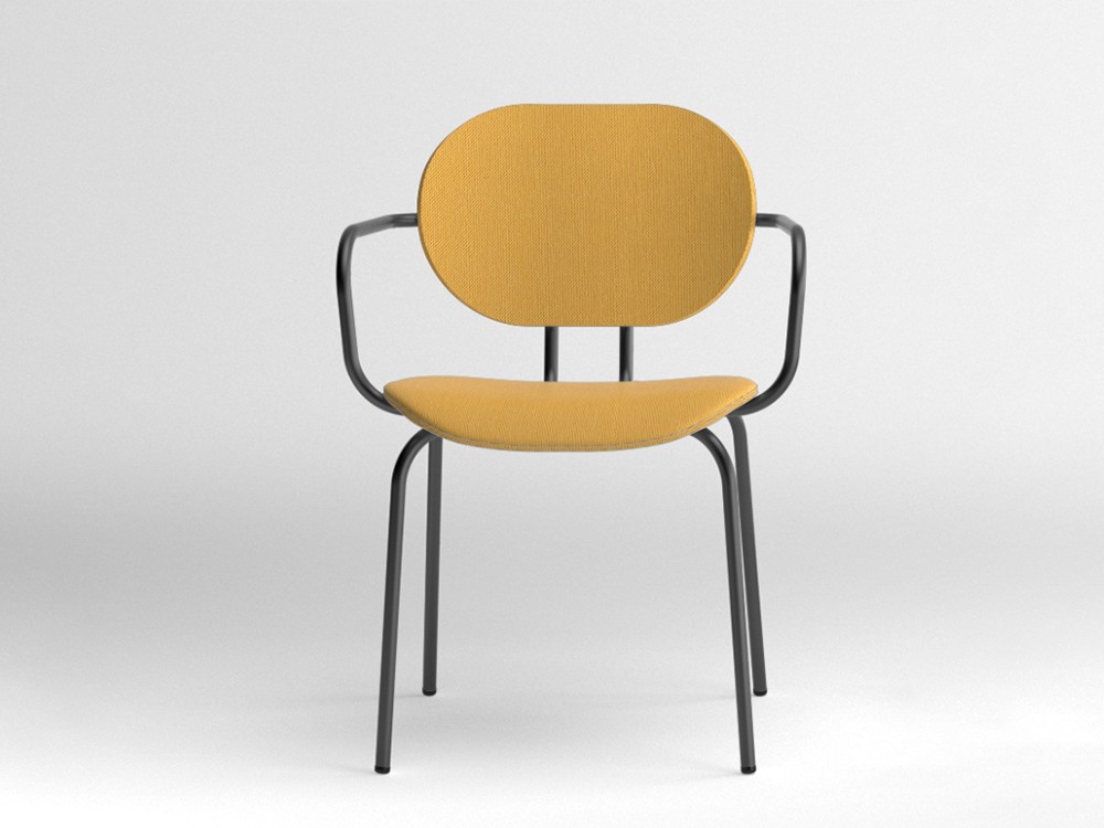 Silla Hari con brazos tapizada en textil Ondarreta - 7