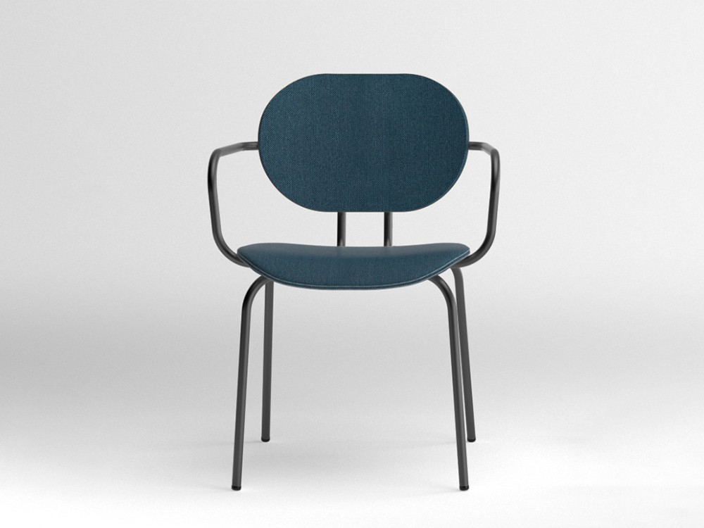 Silla Hari con brazos tapizada en textil Ondarreta - 17