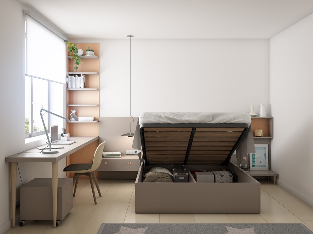 Dormitorio juvenil con canapé elevable frontal Vita 04 jotajotape - 2