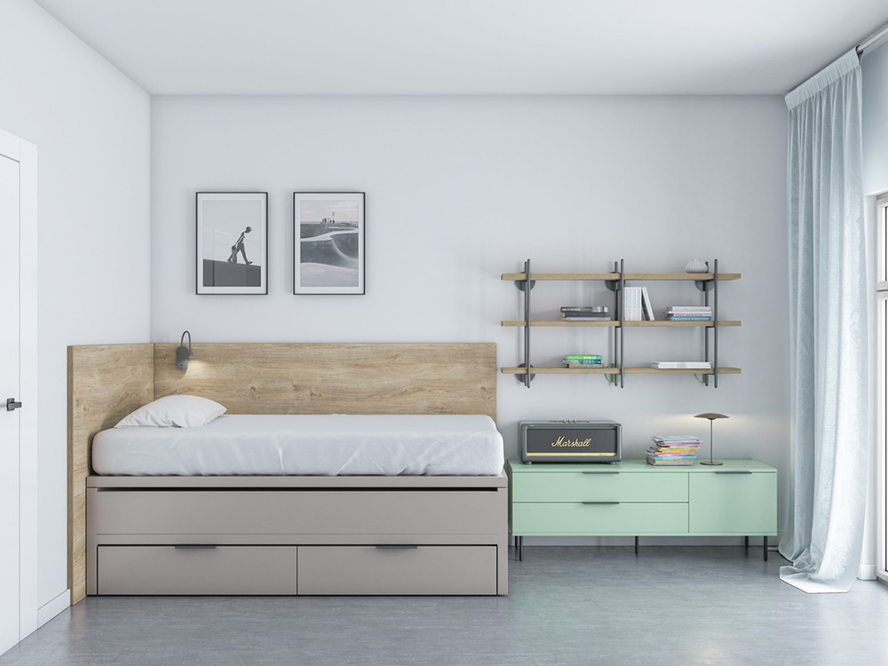 Dormitorio juvenil cama compacta con cajones Vita 06 jotajotape - 2