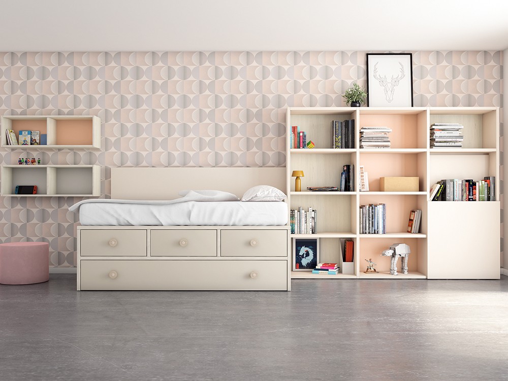 Dormitorio juvenil cama compacta REM arrastre Vita 08 jotajotape - 1