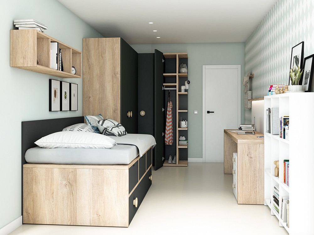 Dormitorio juvenil cama compacta REM arrastre Vita 10 jotajotape - 2