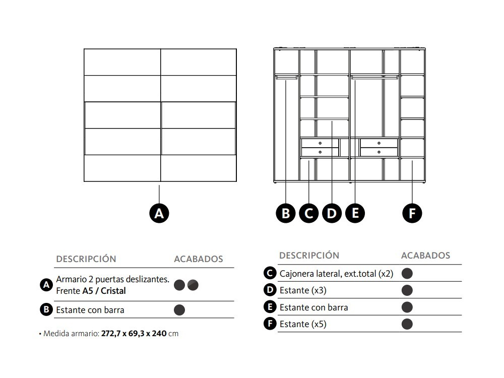 Armario con dos puertas deslizantes A5 Adapta Lagrama - 4