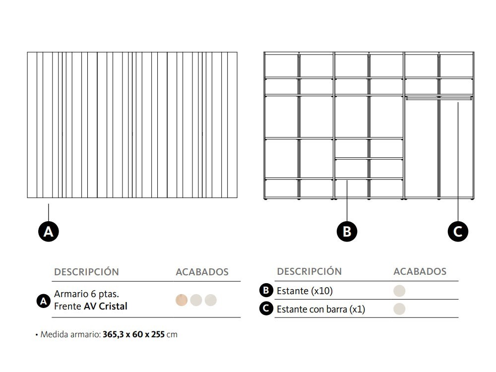 Armario con seis puertas batientes Top Adapta Lagrama - 4