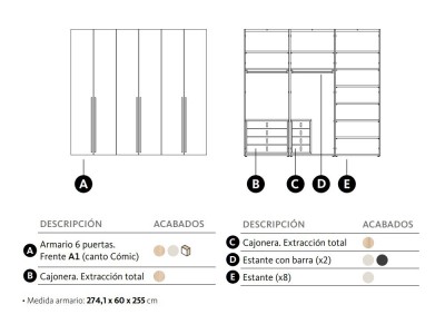 Armario con seis puertas batientes A1 Adapta Lagrama - 7