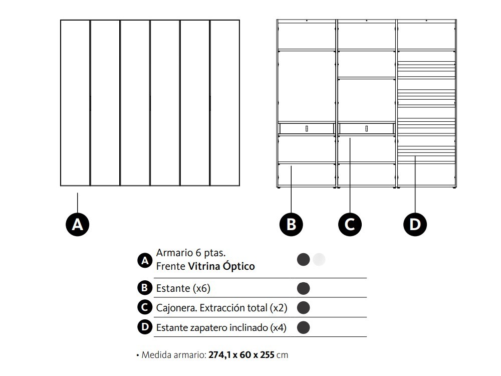 Armario con seis puertas batientes de cristal Adapta Lagrama - 6