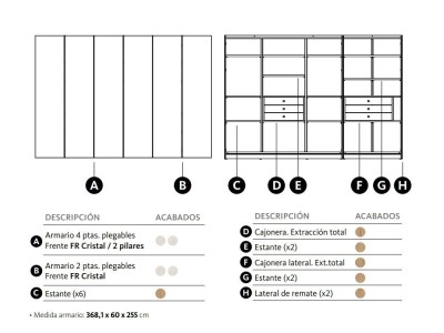 Armario doble con seis puertas plegables FR Cristal Adapta Lagrama - 7