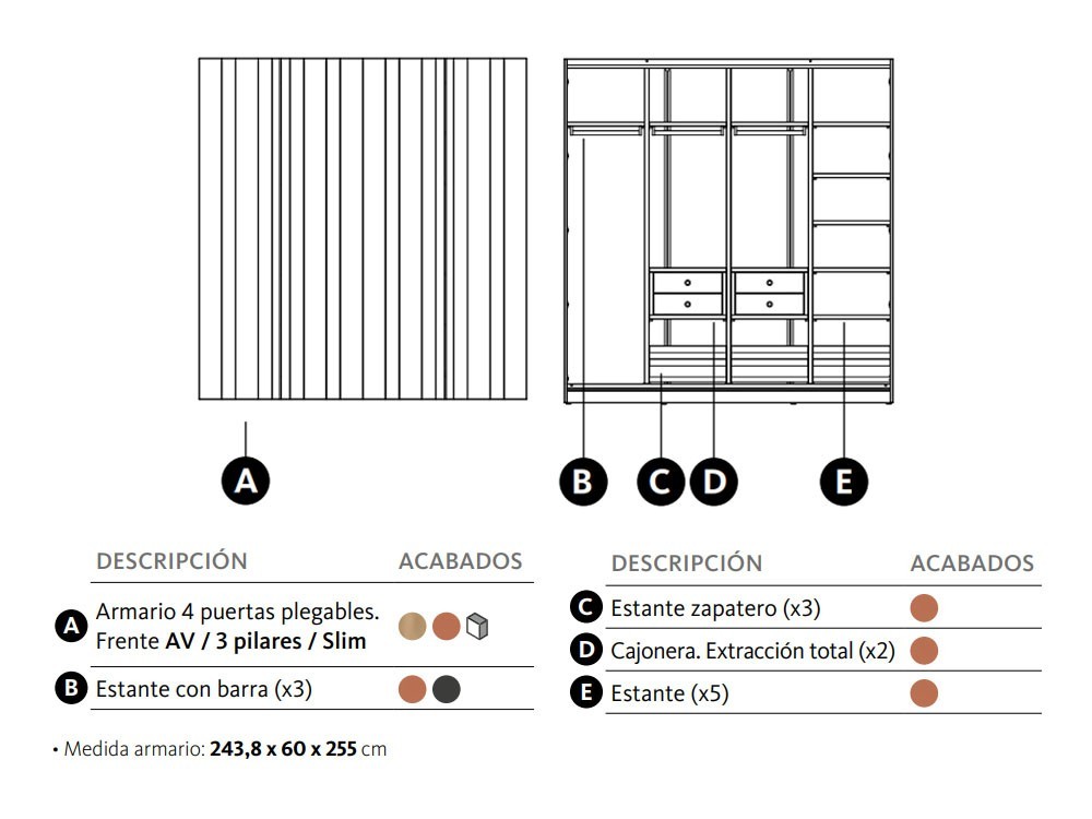 Armario con cuatro puertas plegables AV led Adapta Lagrama - 3