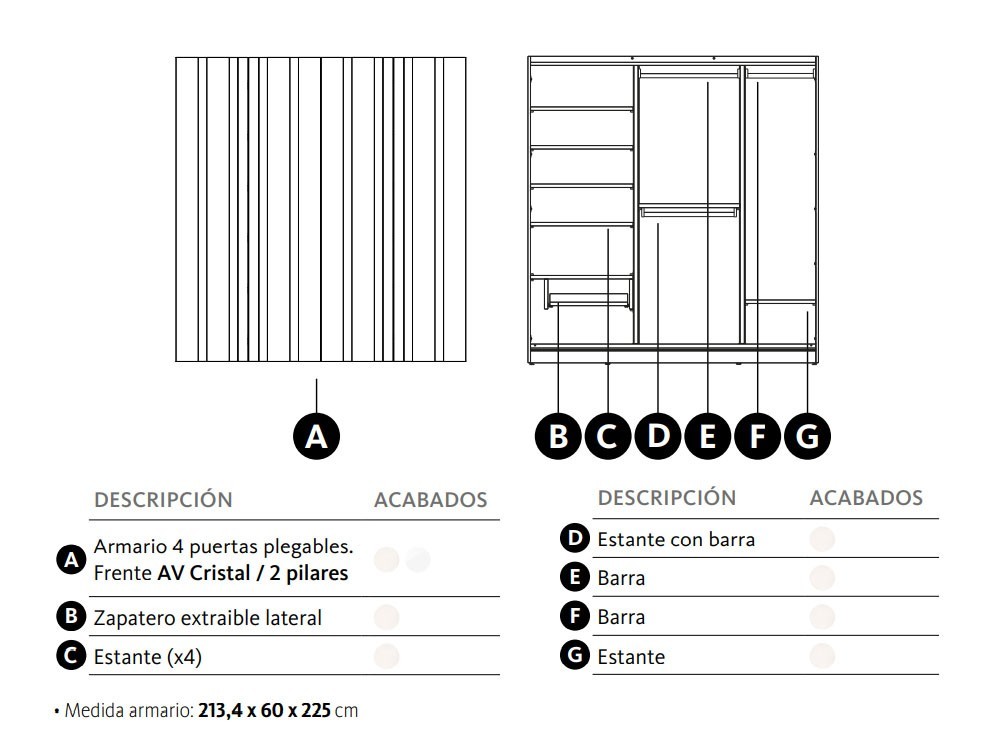 Armario con cuatro puertas plegables AV Cristal Adapta Lagrama - 4