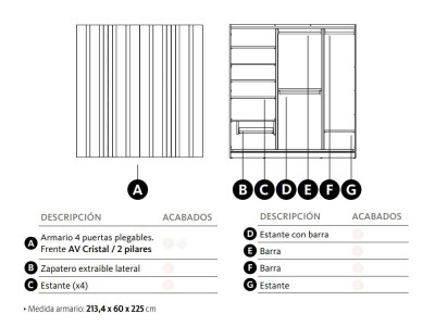 Armario con cuatro puertas plegables AV Cristal Adapta Lagrama - 4