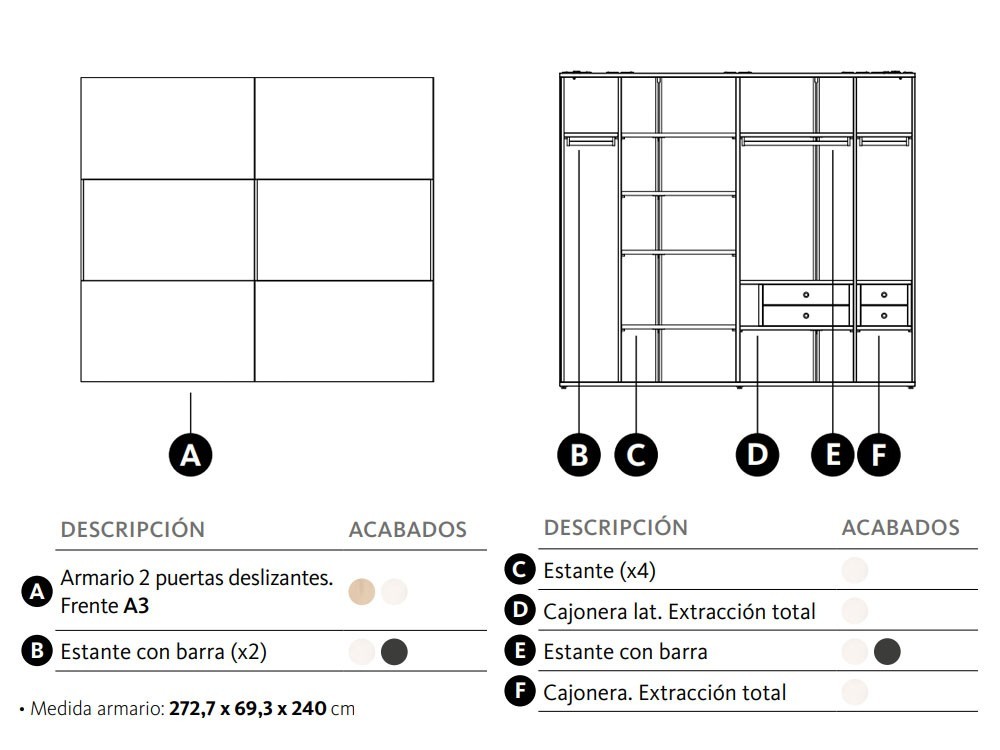 Armario con dos puertas deslizantes A3 Adapta Lagrama - 3