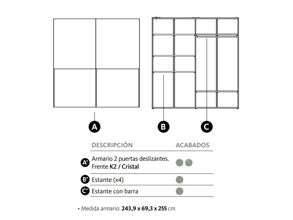 Armario con dos puertas deslizantes K2 Adapta Lagrama - 4