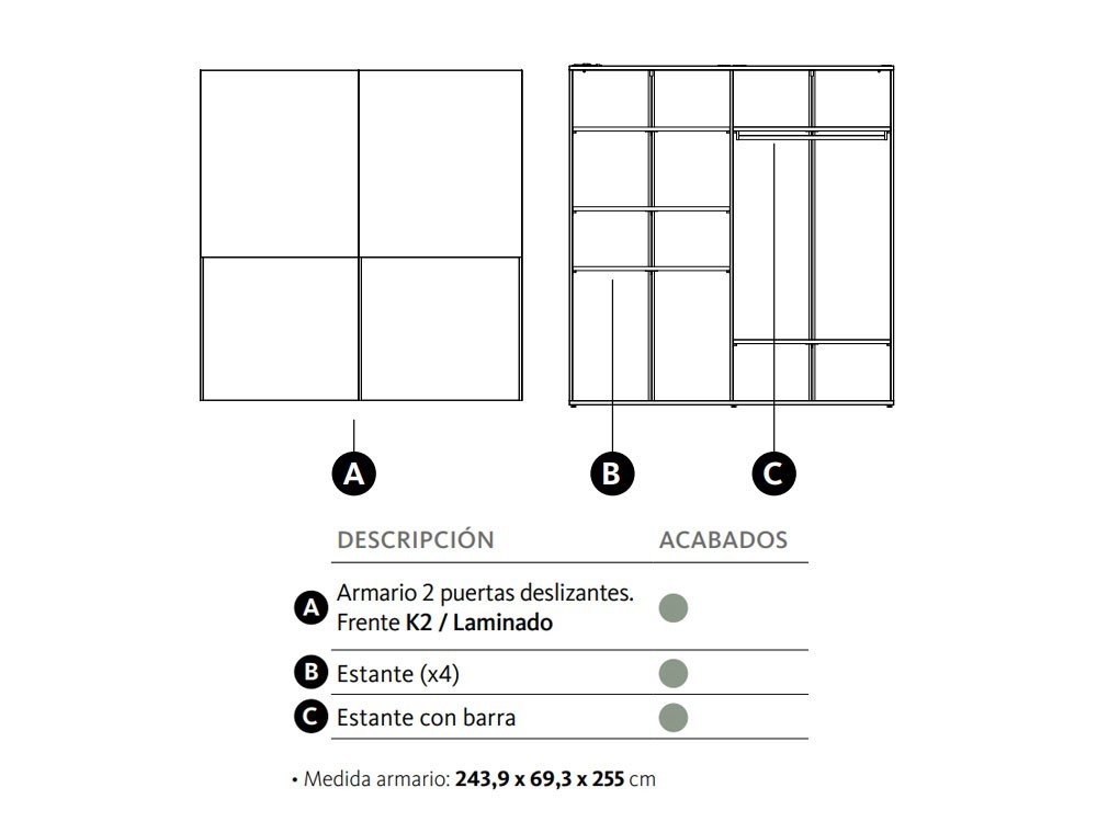 Armario con dos puertas deslizantes K2 Adapta Lagrama - 3