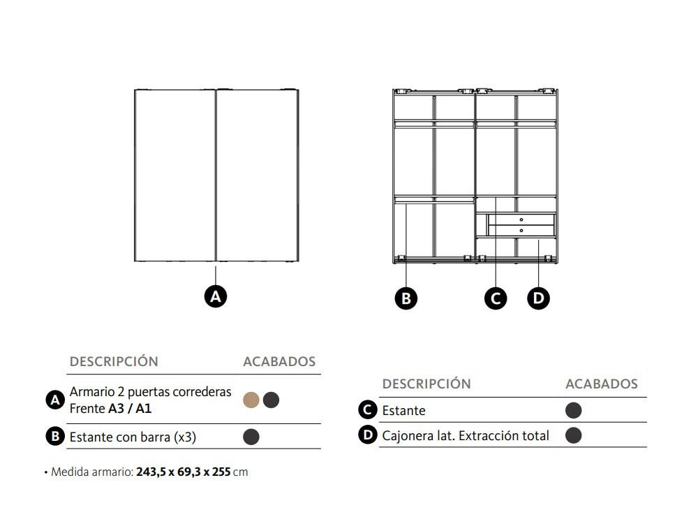Armario con dos puertas correderas A1 Adapta Lagrama - 3