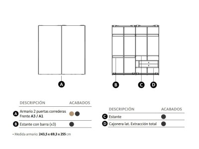 Armario con dos puertas correderas A1 Adapta Lagrama - 3