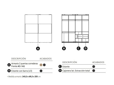 Armario con dos puertas correderas A3 Adapta Lagrama - 3