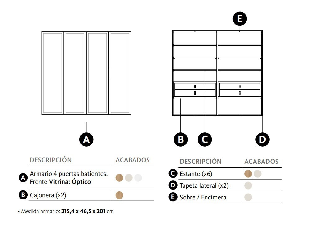 Vitrina con cuatro puertas batientes Adapta Lagrama - 5
