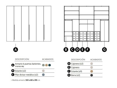 Armario juvenil a medida con seis puertas batientes A1 Adapta Lagrama - 3