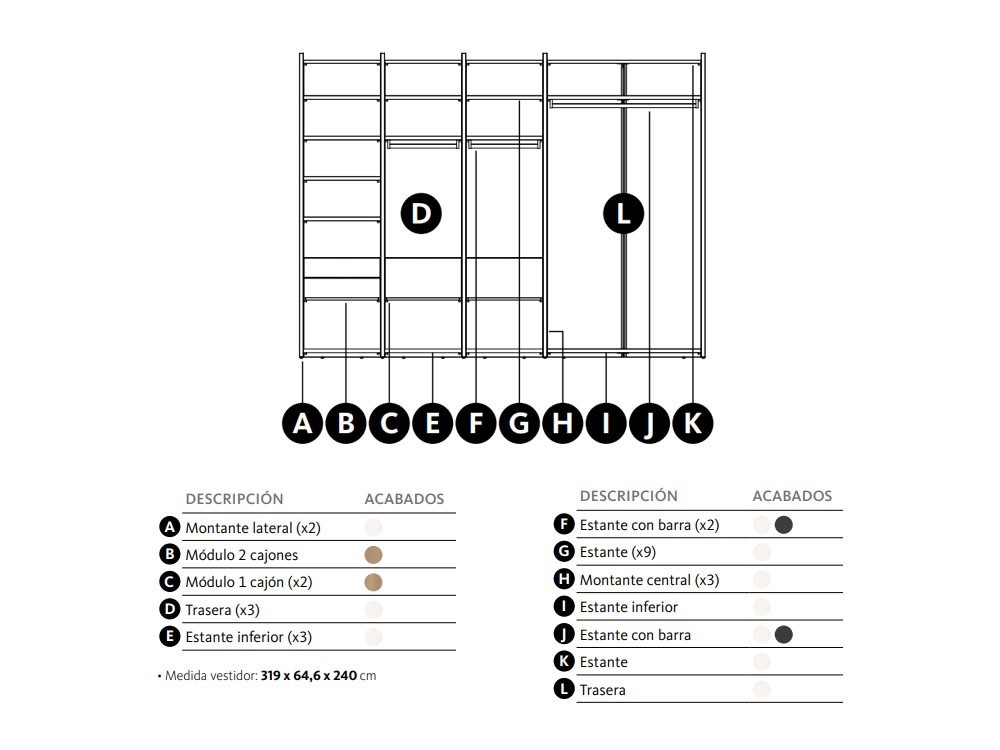 Vestidor Closet laminado Adapta Lagrama - 4
