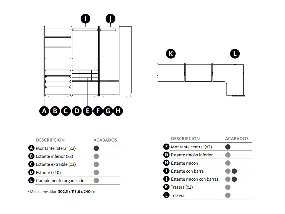 Vestidor en esquina Closet laminado Adapta Lagrama - 4