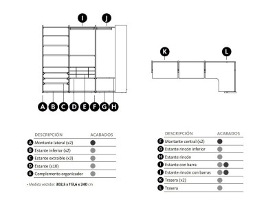 Vestidor en esquina Closet laminado Adapta Lagrama - 4