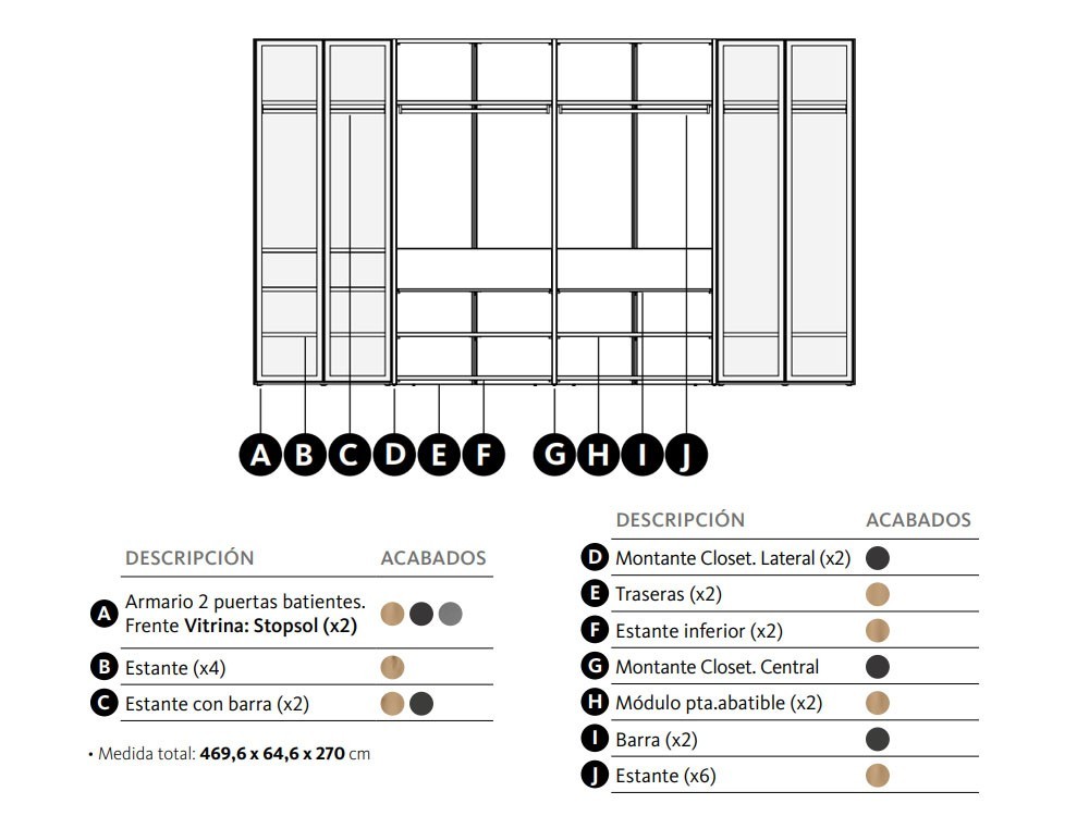 Combinación de armario Vitrina y vestidor Closet Adapta Lagrama - 3