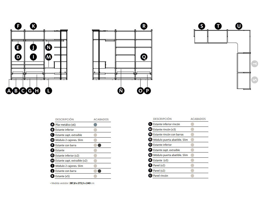 Vestidor en esquina Opened con trasera Adapta Lagrama - 3
